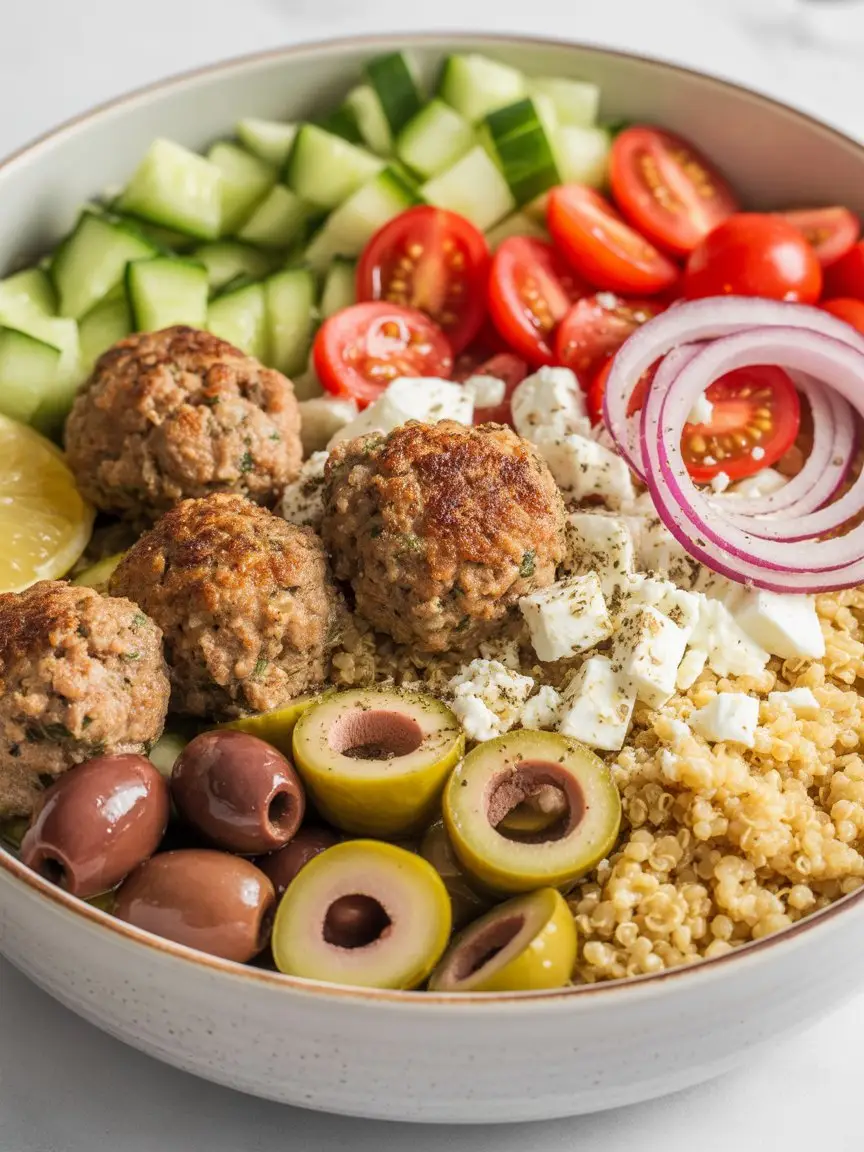 Mediterranean Bowl with Ground Turkey Meatballs