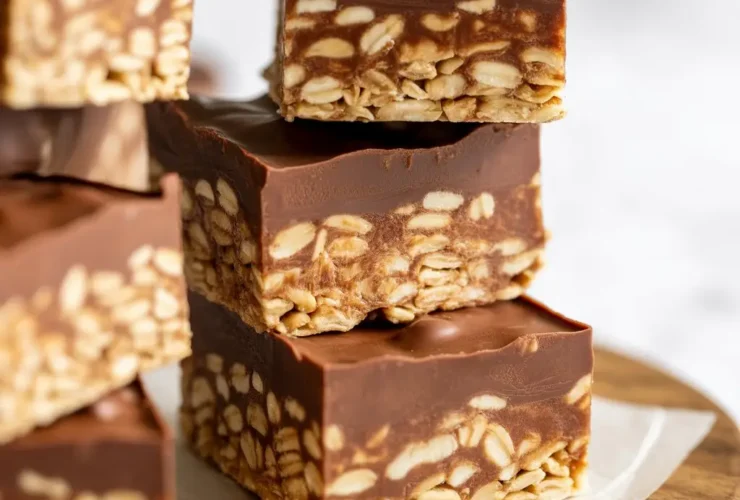 Healthy No-Bake Chocolate Peanut Butter Crunch Bars