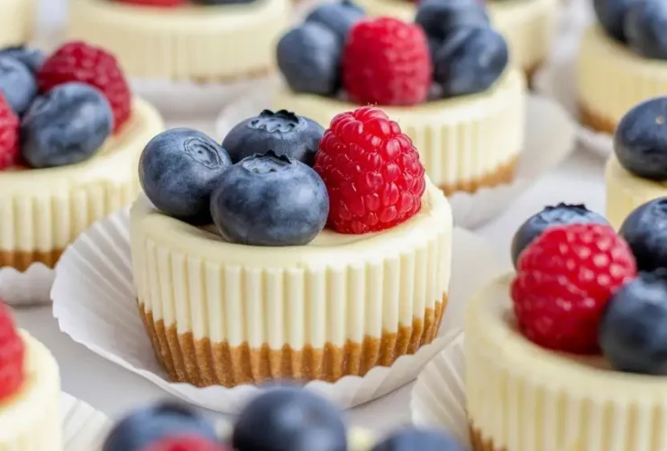 Red White and Blue Mini Cheesecakes