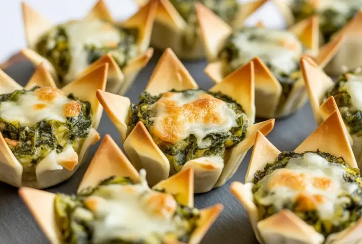 Baked Spinach Artichoke Wonton Cups