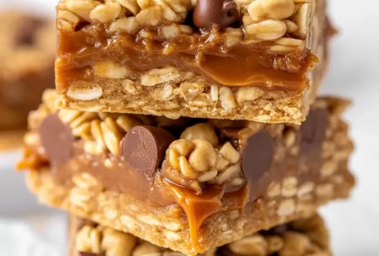Salted Caramel Chocolate Chip Oat Cookie Bars