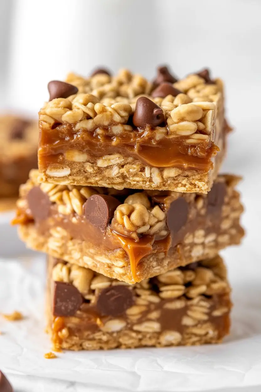 Salted Caramel Chocolate Chip Oat Cookie Bars